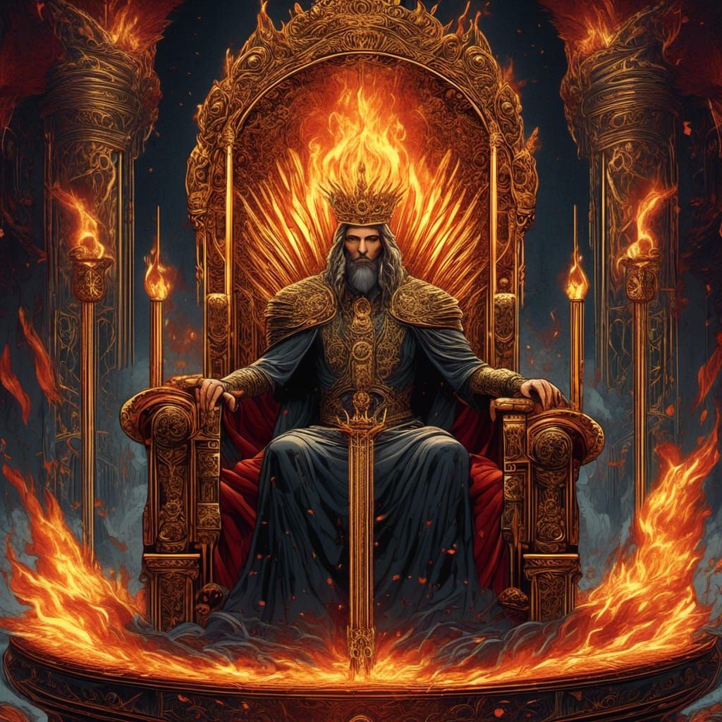 King of Wands Tarot Card in Poster Style