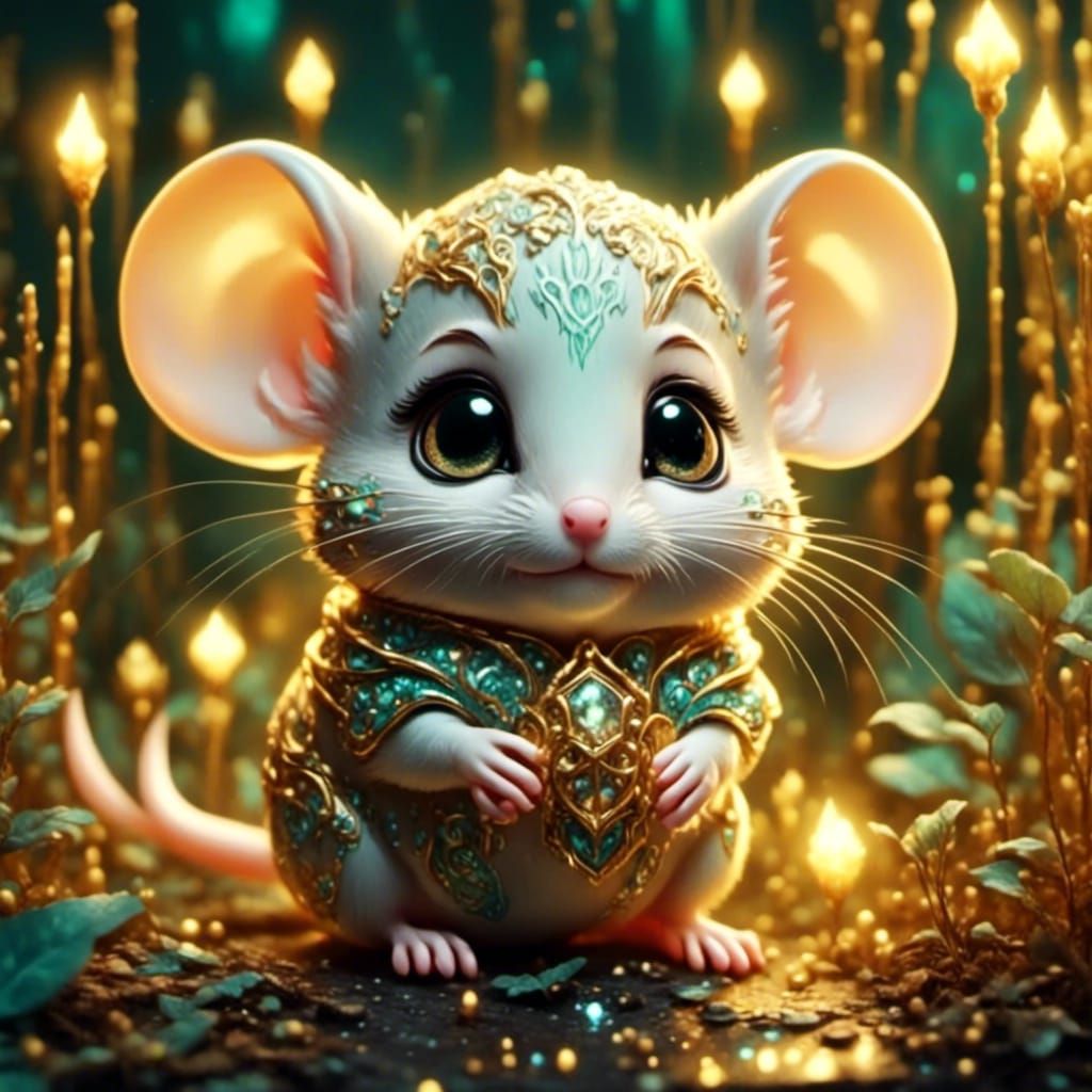 Adorable Baby Mouse with Big Golden Eyes