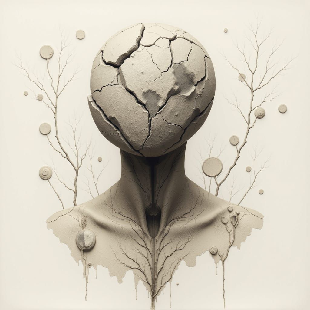 Cracked Clay Golem Embodies Wabi-Sabi Beauty