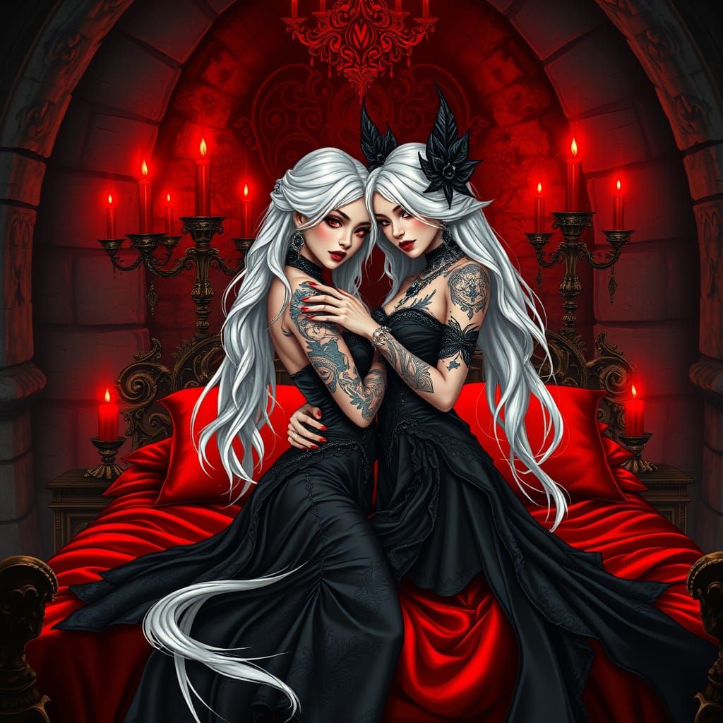 Thai Gothic Goddesses in Ancient Dungeon Love Scene
