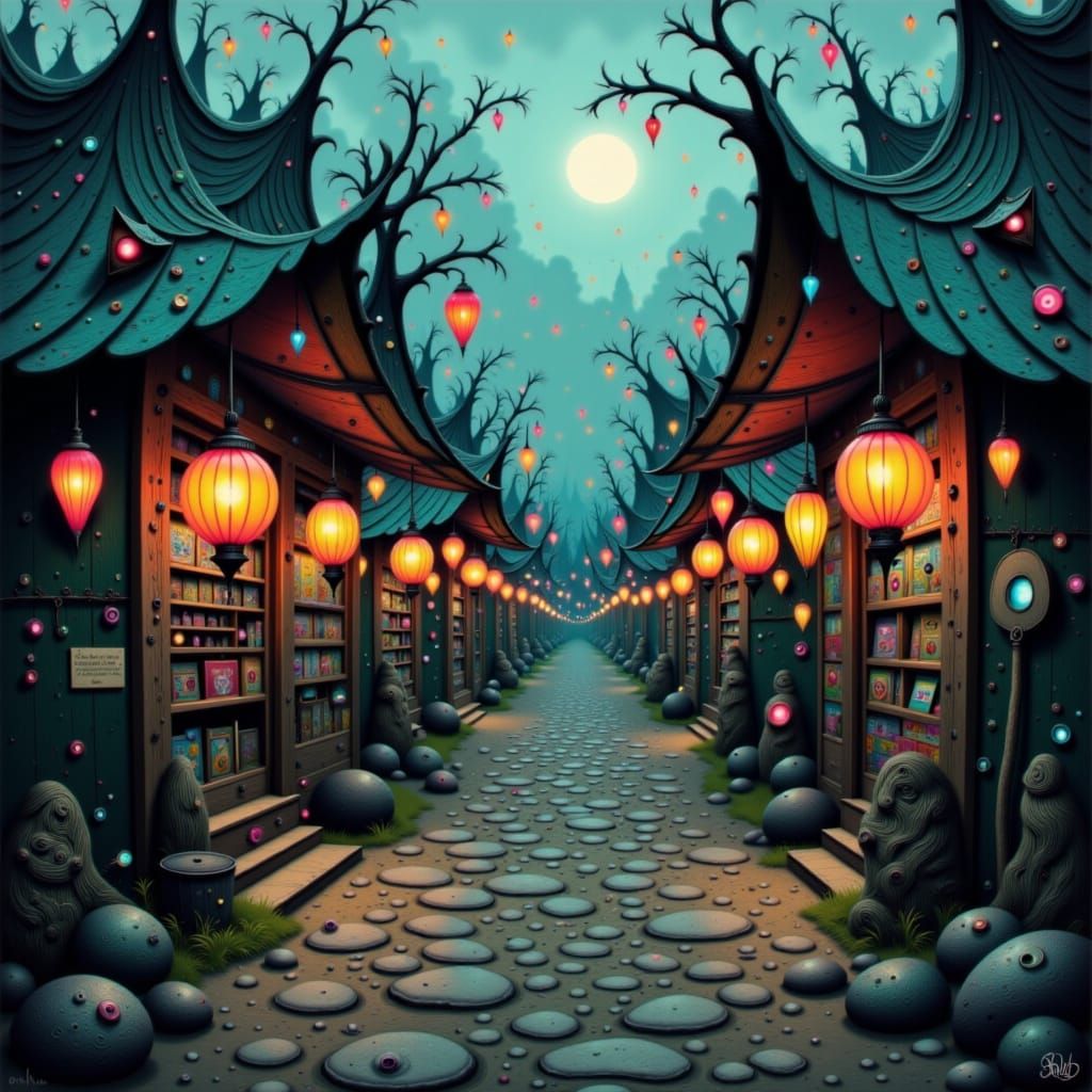 Mystical Carnival at Dusk in Dark Fantasy Style