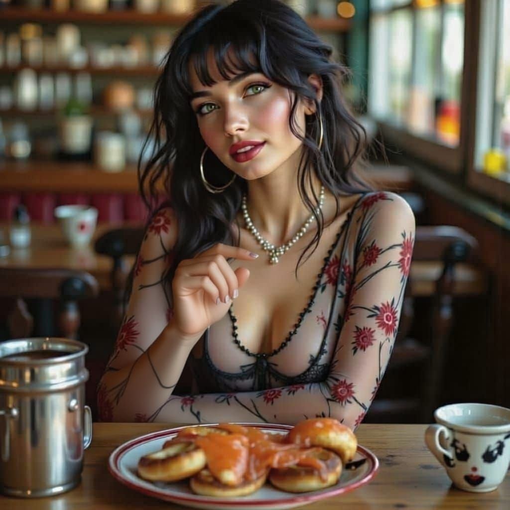 British Woman Poses in NYC Deli with Bagels