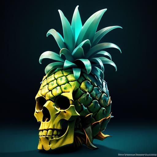 Tropical Pineapple Skull Concept Art