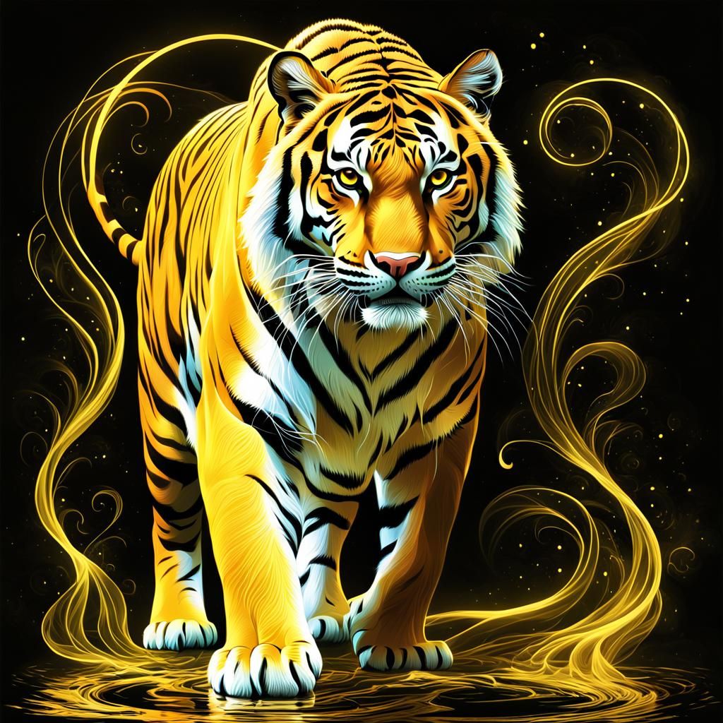 Ethereal Glowing Tiger in Digital Art
