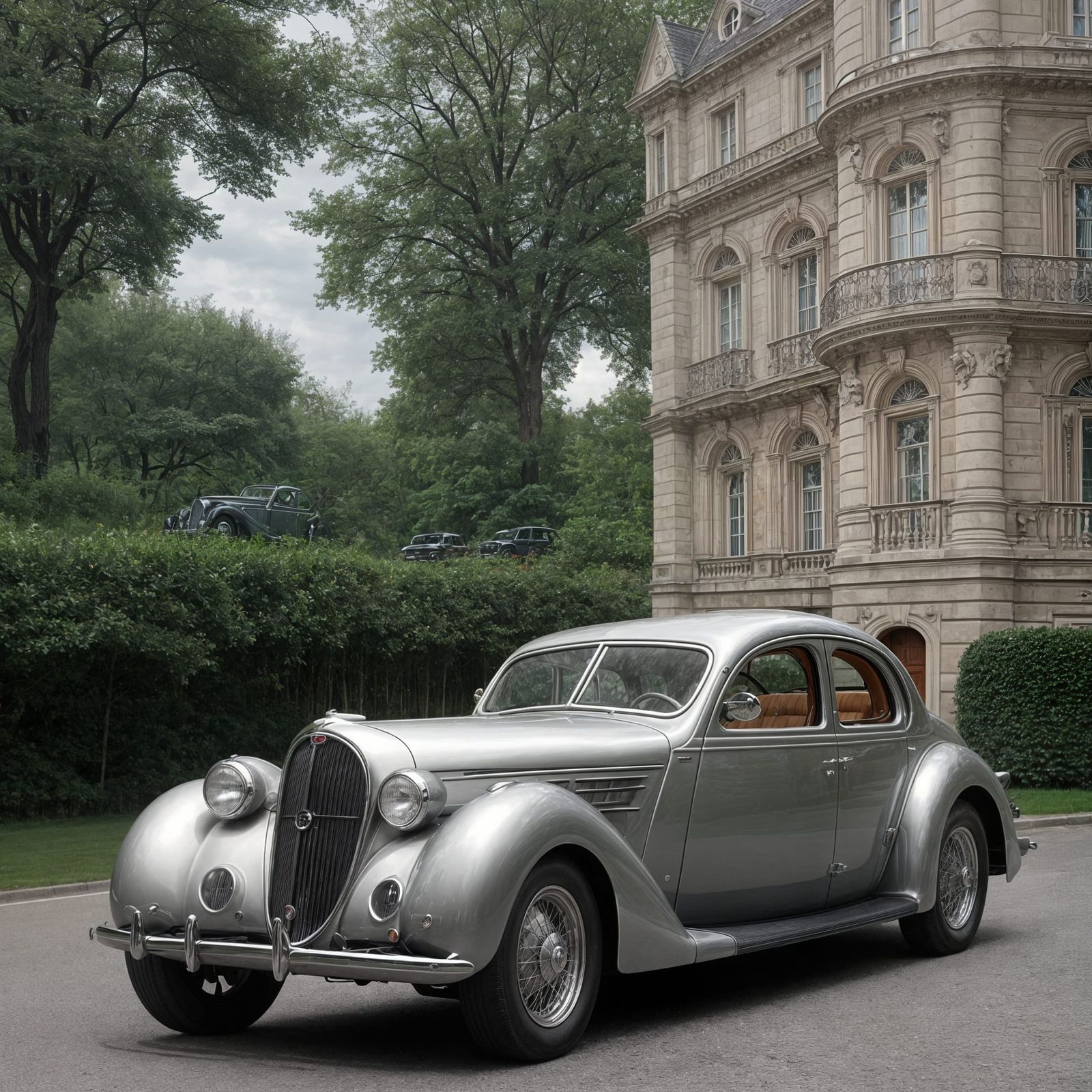 1936 Silver Luxury Coupe: Bugatti Galibier Style