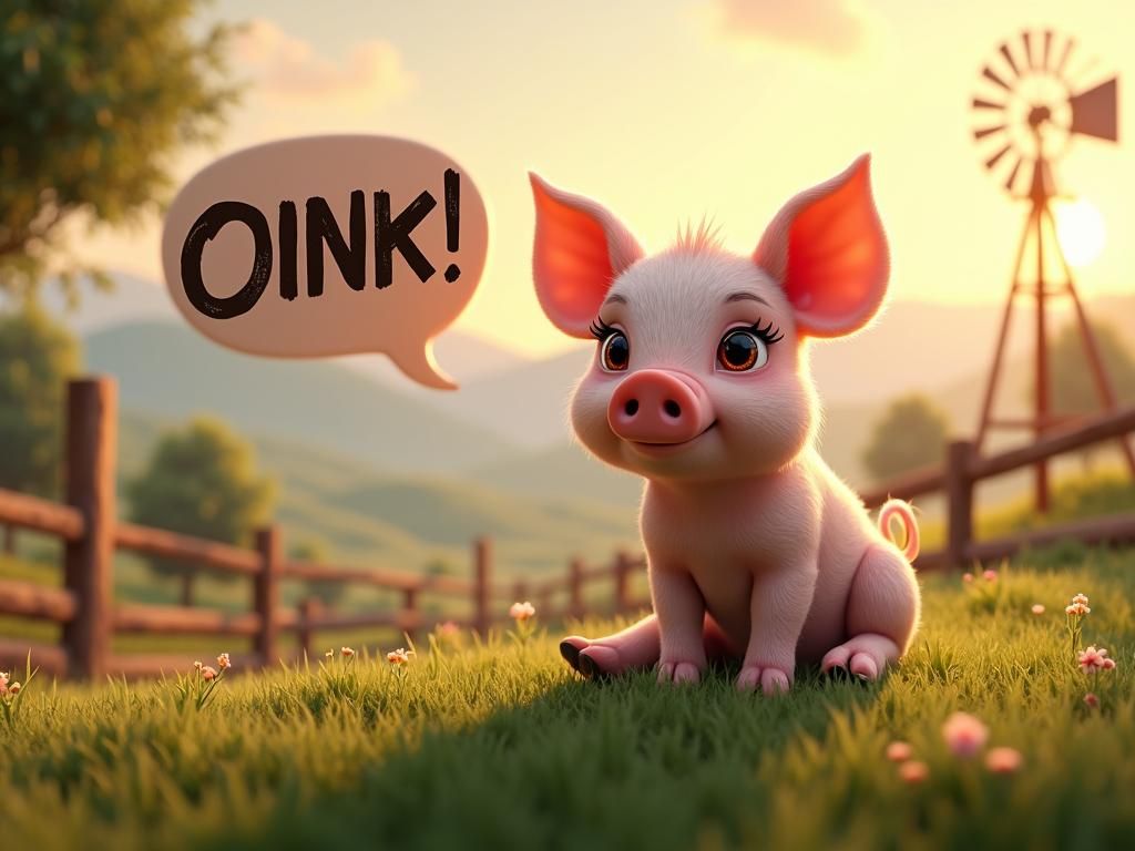 Realistic Piglet on Farm in Digital Art Style