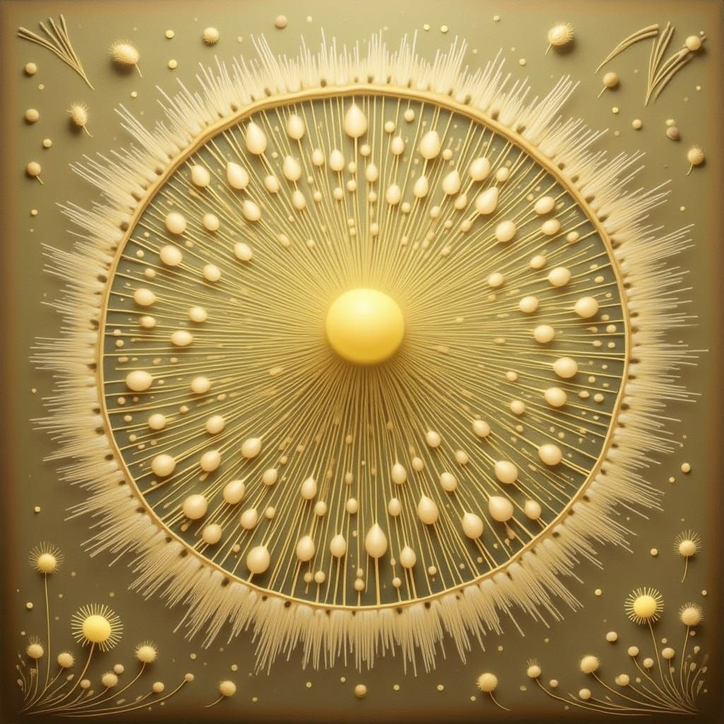 Dandelion Mandala in Ethereal Golden Light