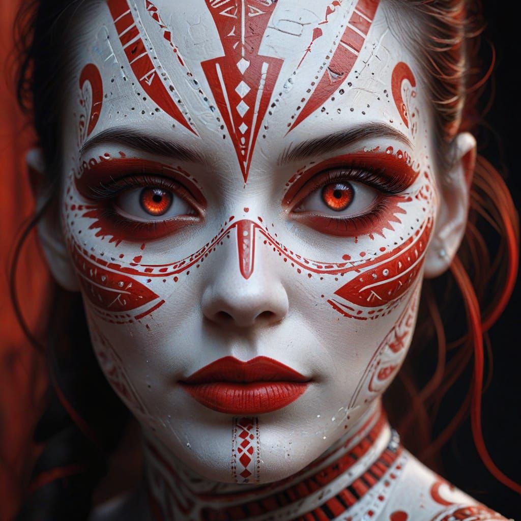 Tribal Woman Portrait with Red Eyes