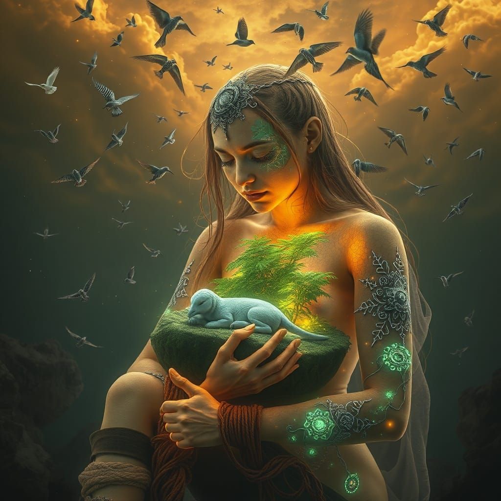 Mystical Shaman with Inner Oasis, Copper Sky