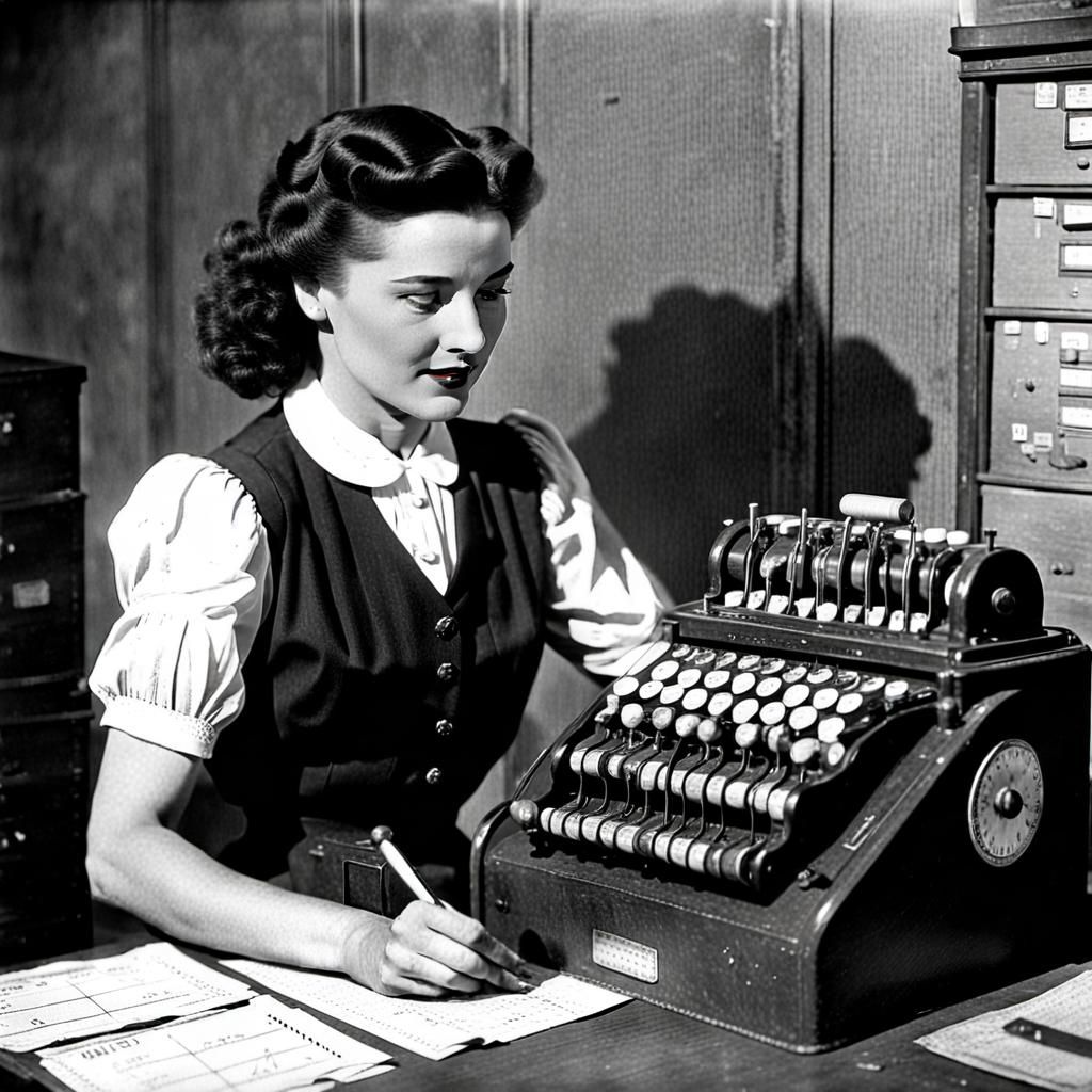 Vintage 1940s Adding Machine in Old Office