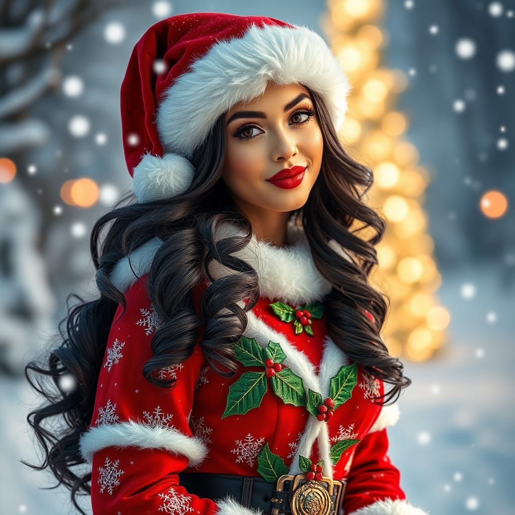 A Festive Winter Portrait in Photorealistic Style