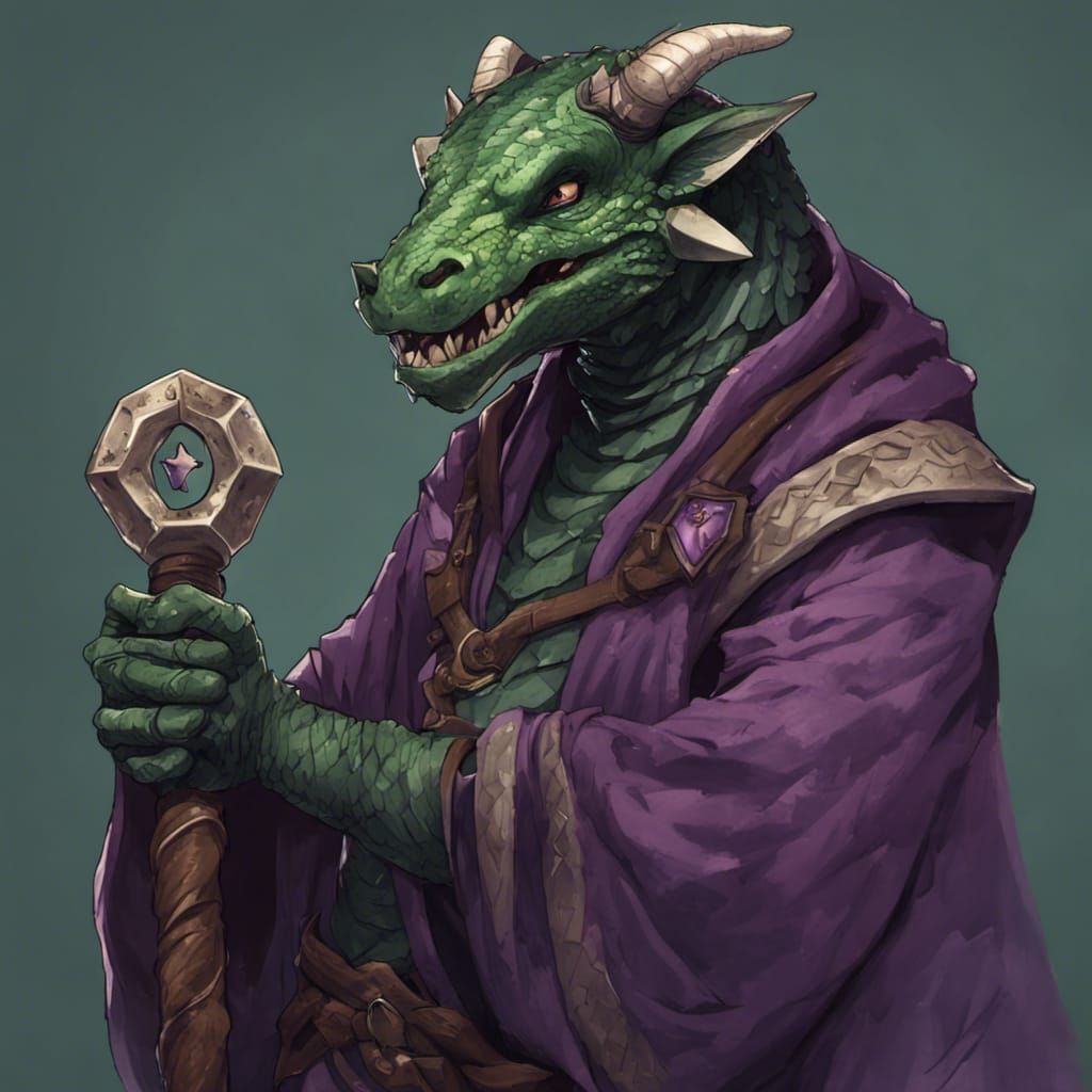 Dragonborn Warlock with Mace Portrait