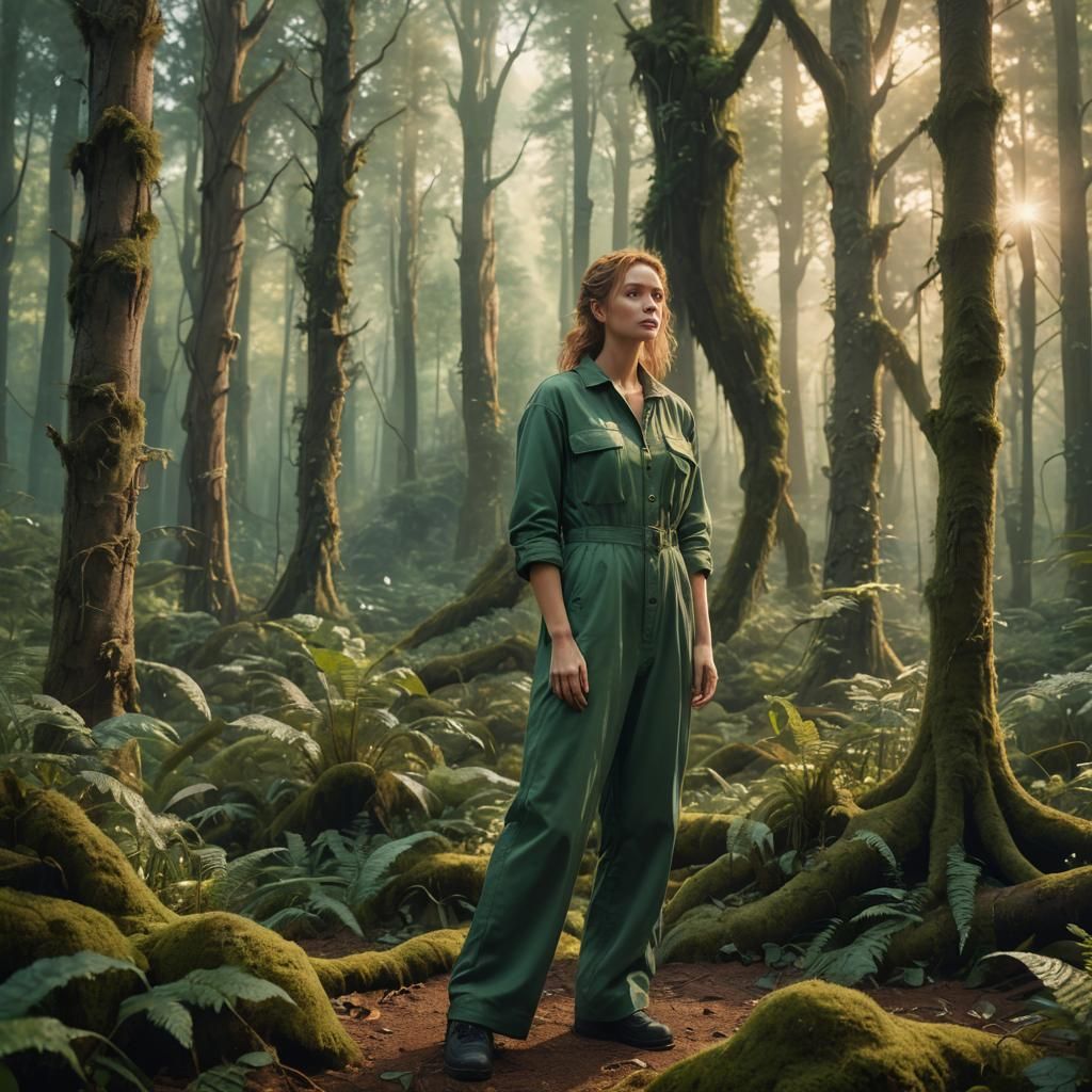 Pregnant Woman in Enchanted Forest, Fantasy Concept Art