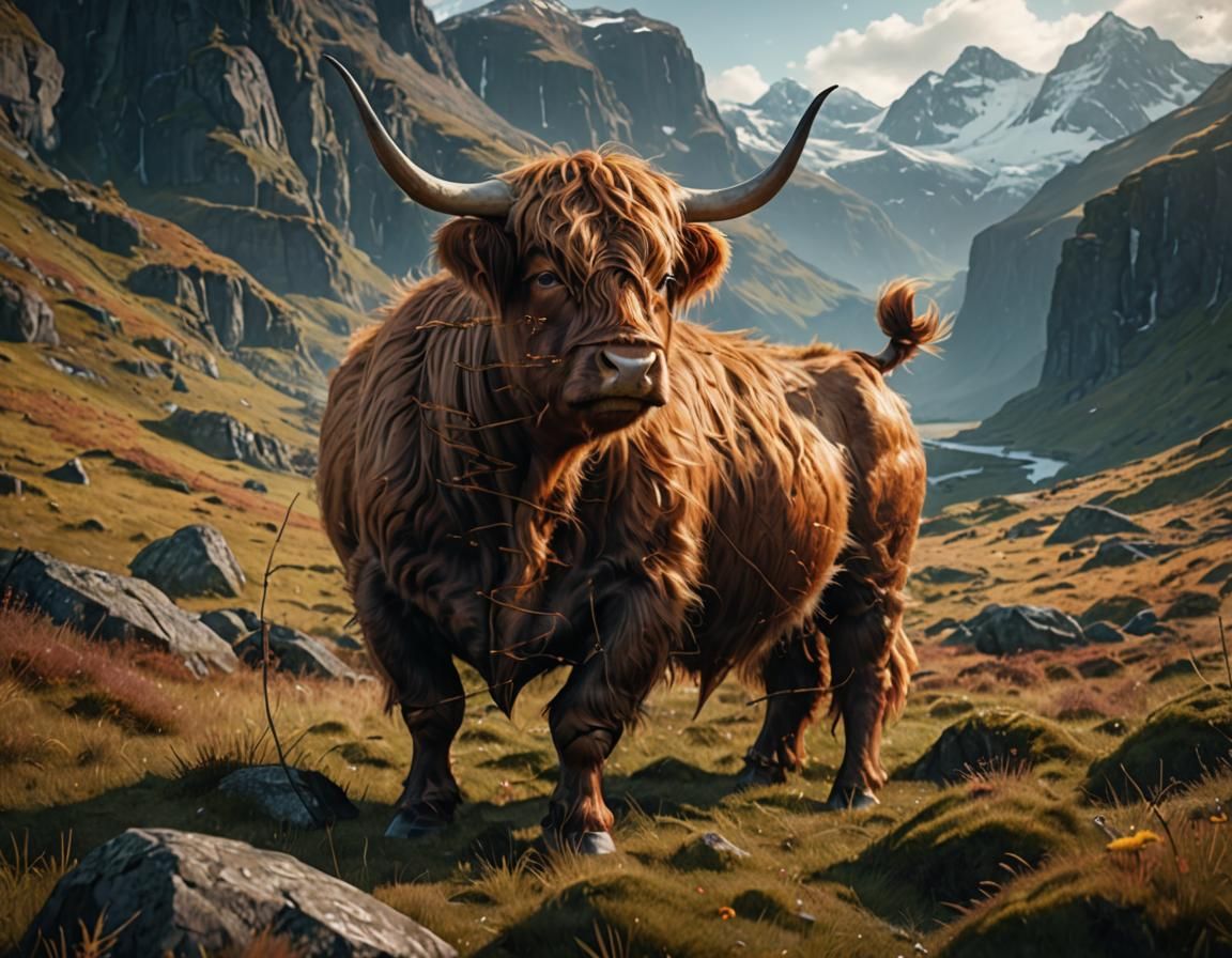 Majestic Highland Cow Digital Painting