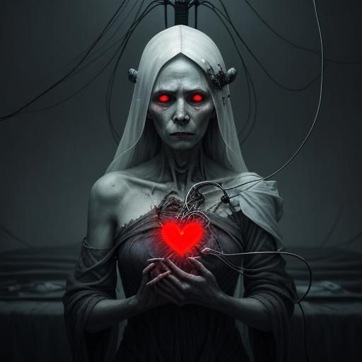 Ethereal Bride: A Haunting Hospital Scene