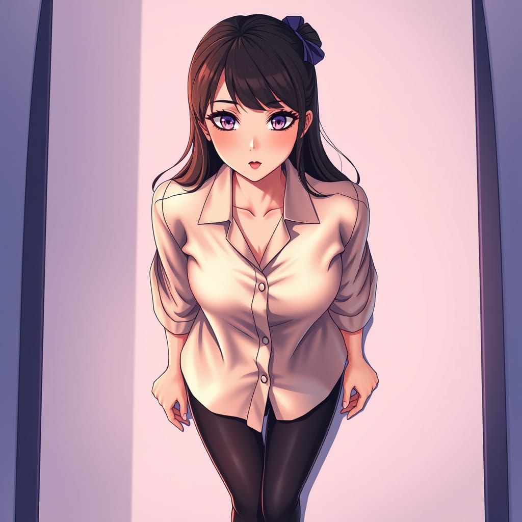 Beautiful Young Lady in Vibrant Cartoon Style