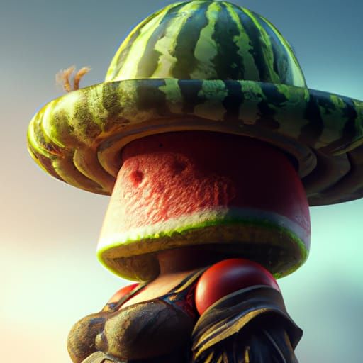Watermelon Hat in Detailed Fantasy Art Style