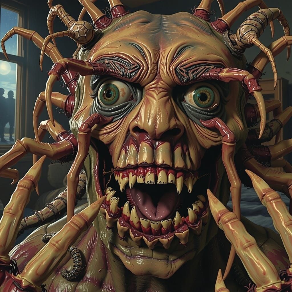 Terrifying Fusion of Mythological Figures in Dark Surrealism