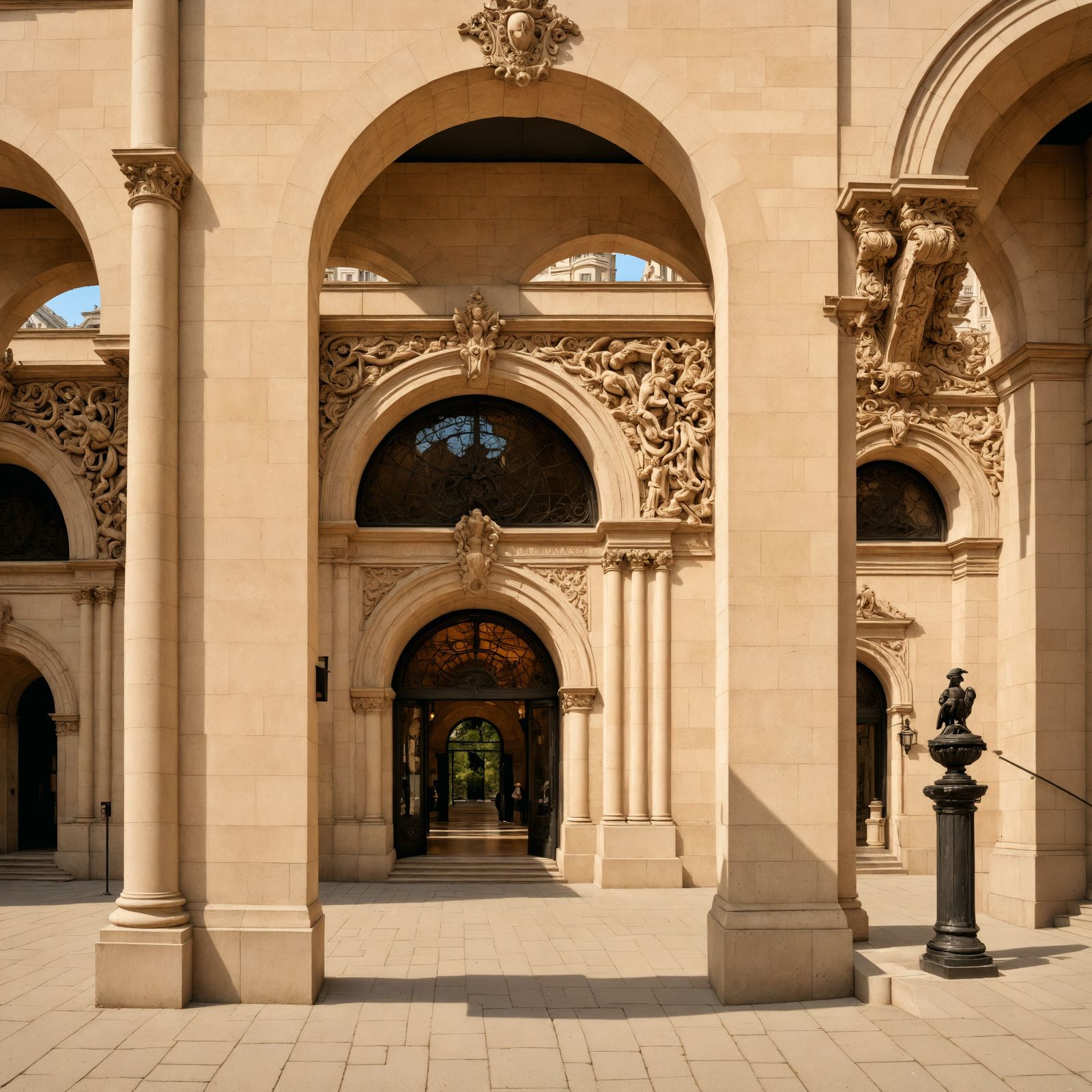 Museum Entrance in Hyperrealistic Detail