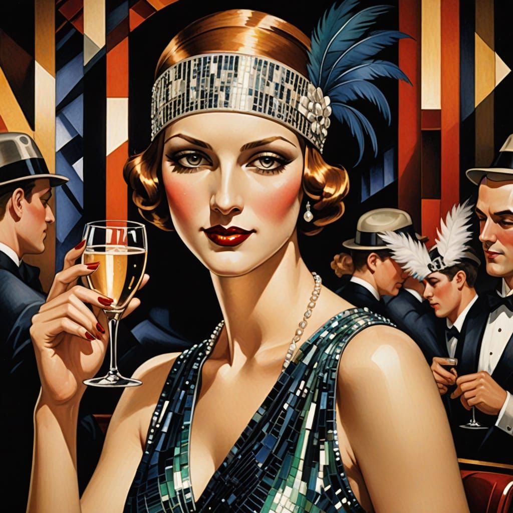 A flapper girl with a mischievous grin