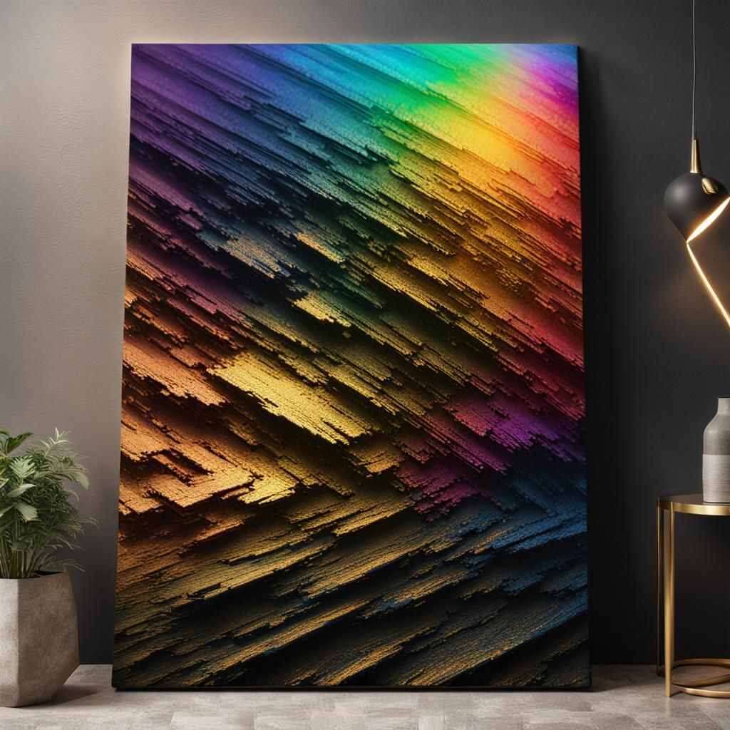 Claw Scratched Canvas Reveals Rainbow Interior