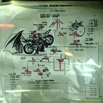 Detailed Schematic of a Custom Motorcycle