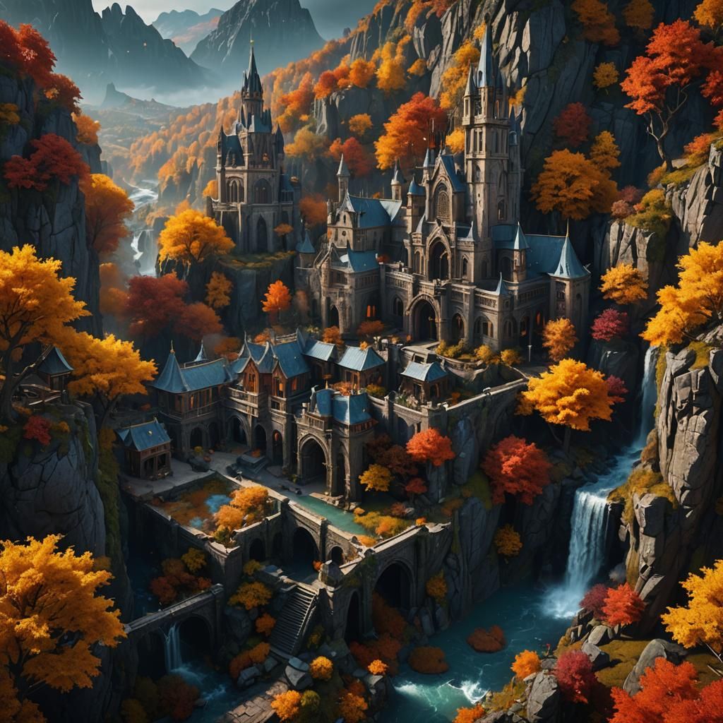 Fantastical Autumn Landscape in Detailed Matte Painting