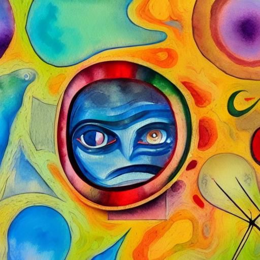 Surreal Abstract Faces in Gouache and Watercolor Style