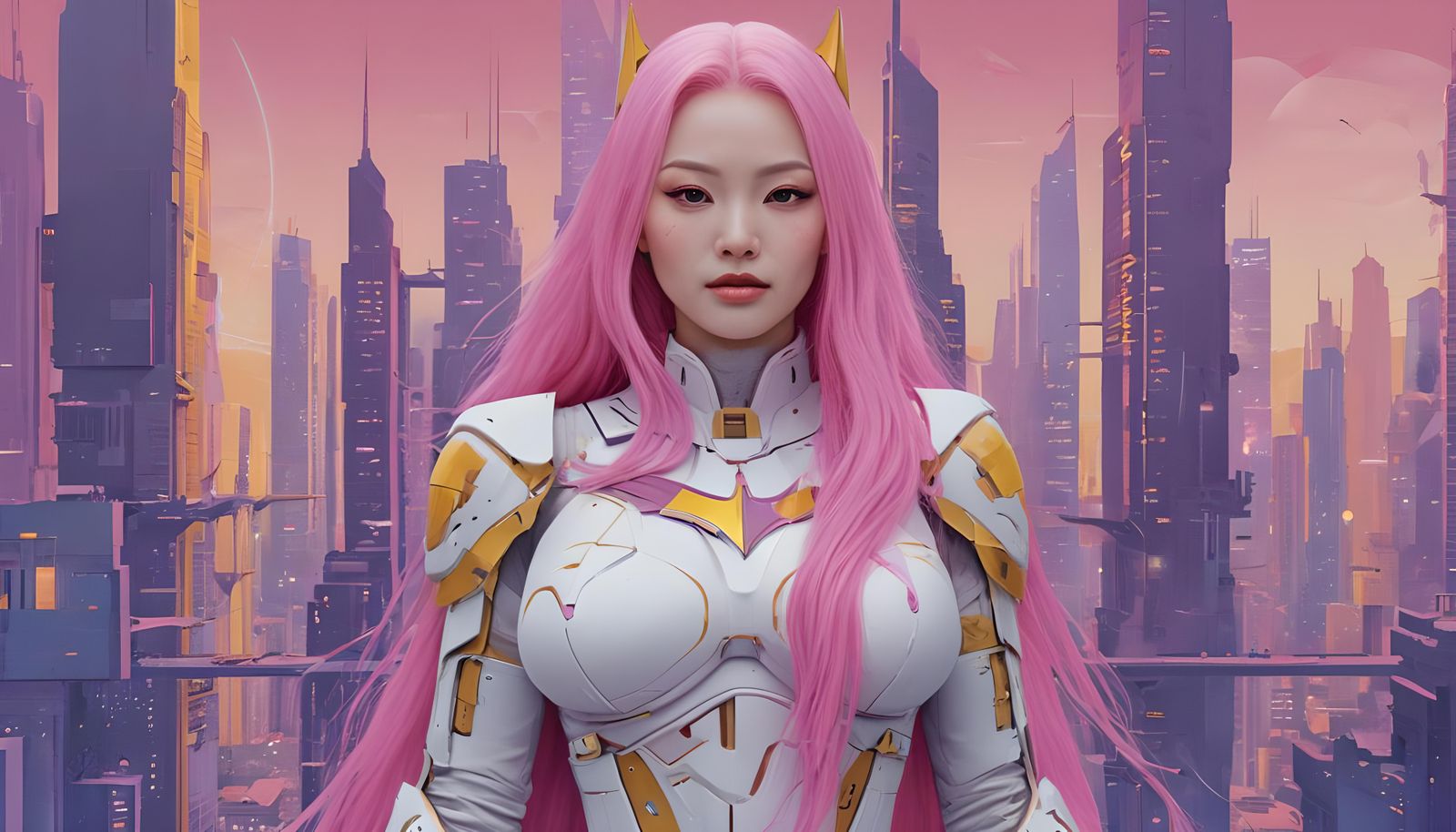 Elderly Woman in Batman Armor, Vaporwave Style