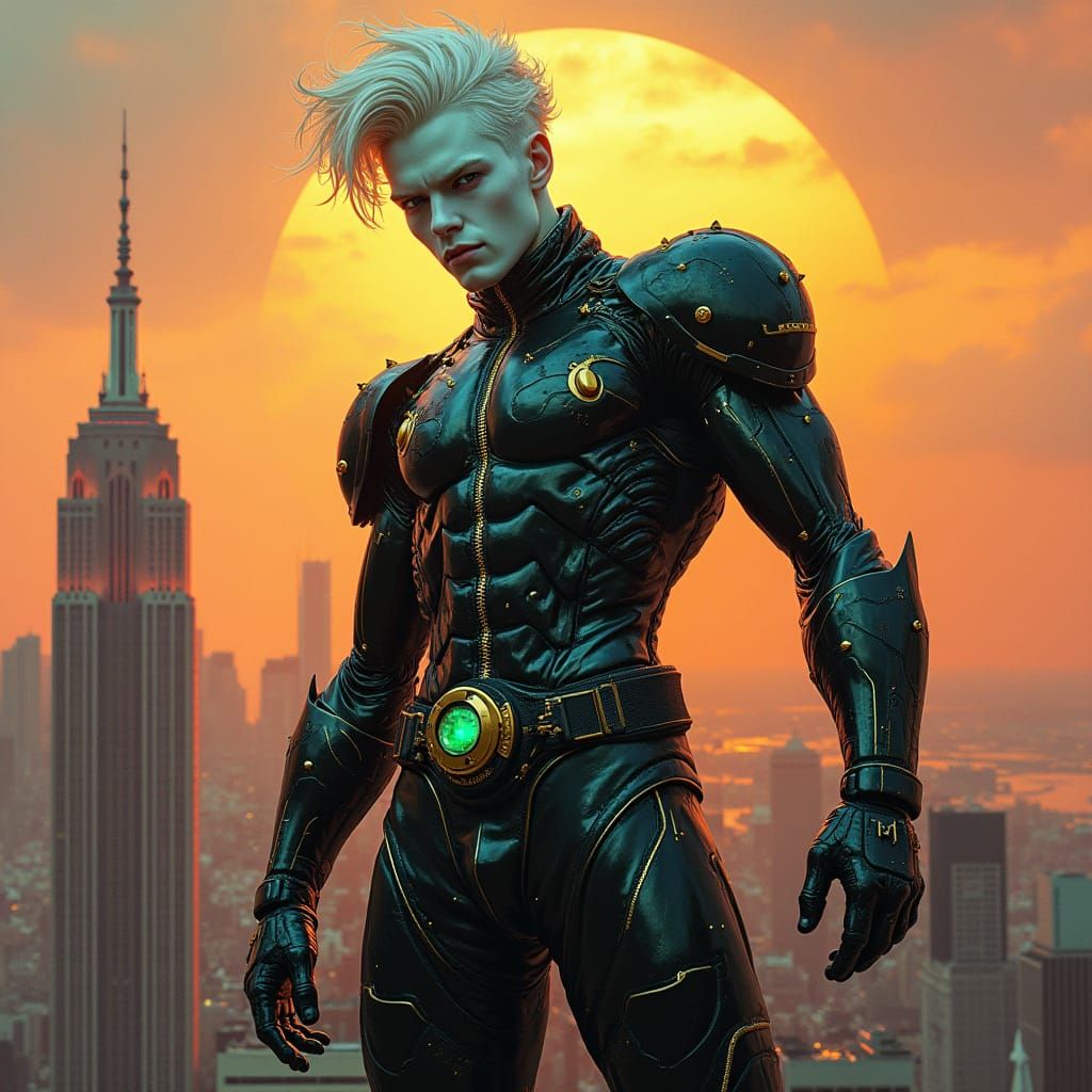 Goth Punk Vigilante in Retro Futuristic Armor