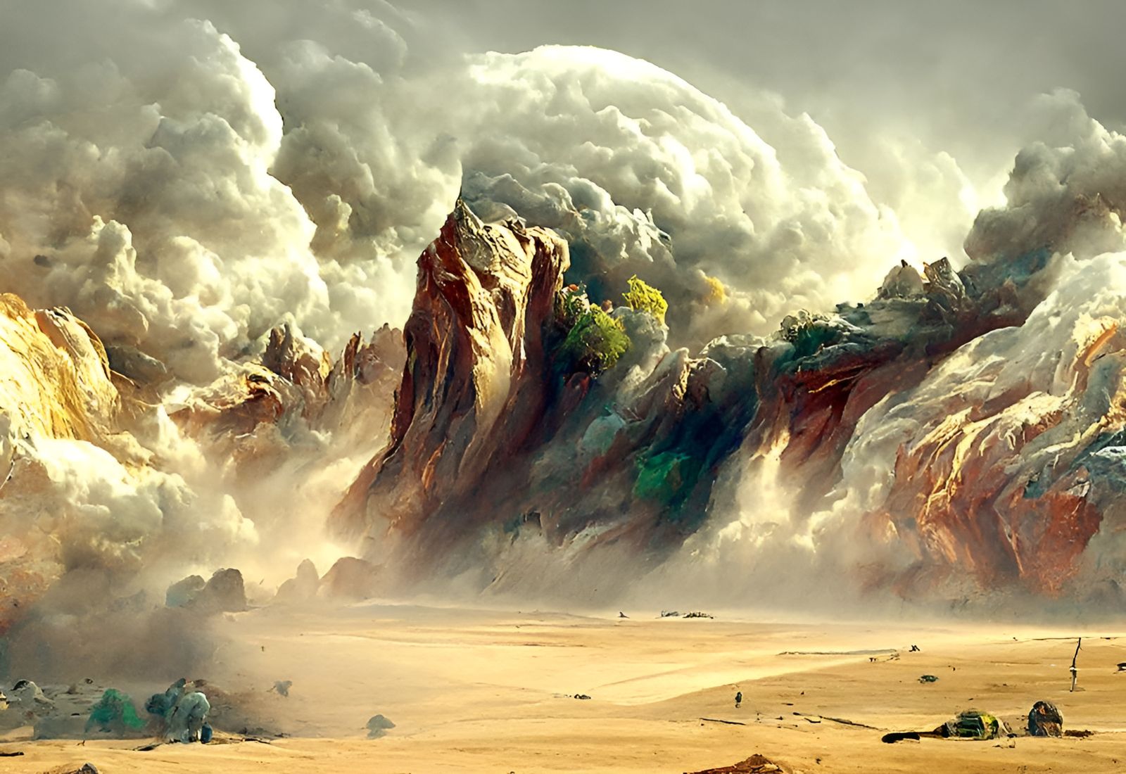 Epic Desert Dust Storm in Romantic Style