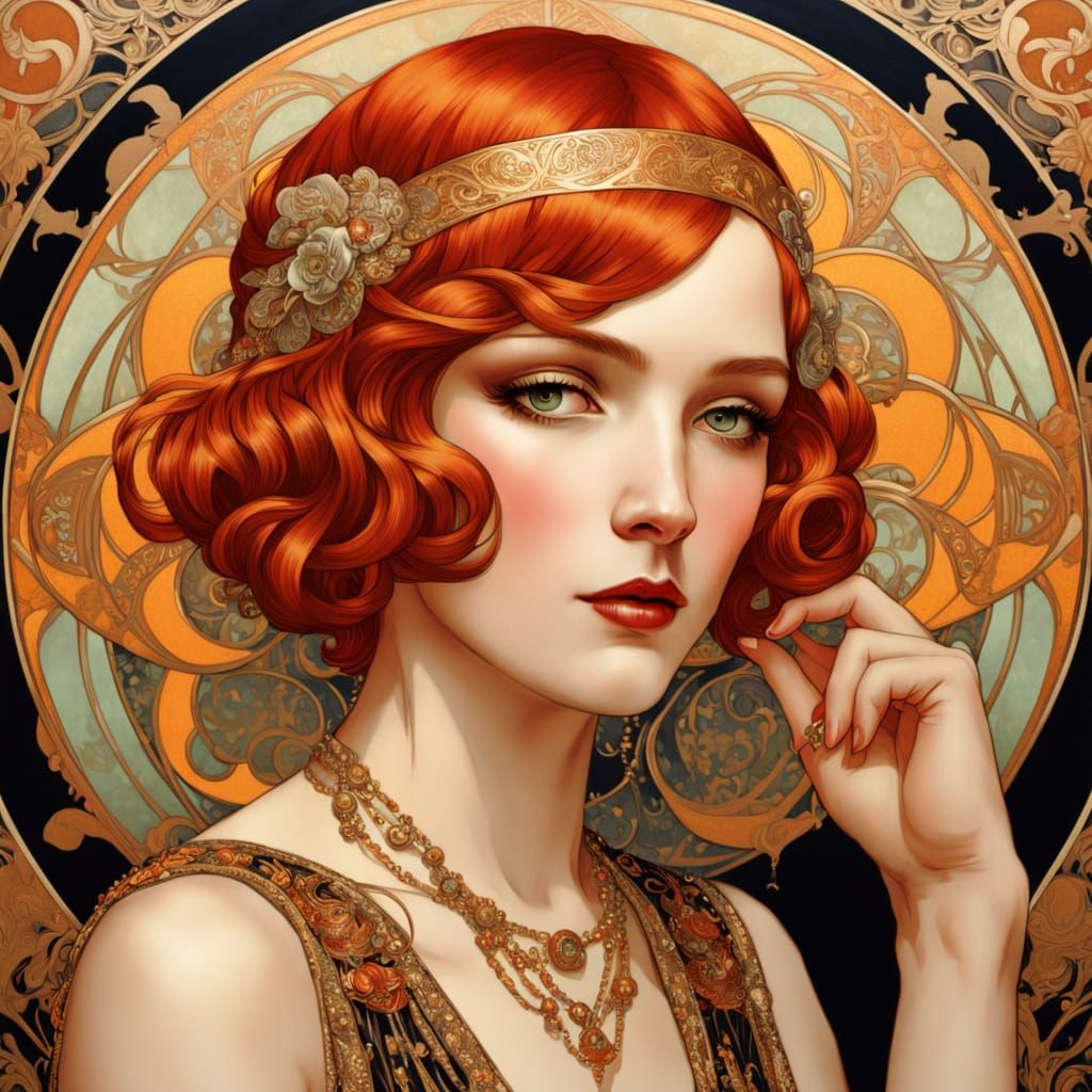 1920s Portrait in Art Nouveau Style