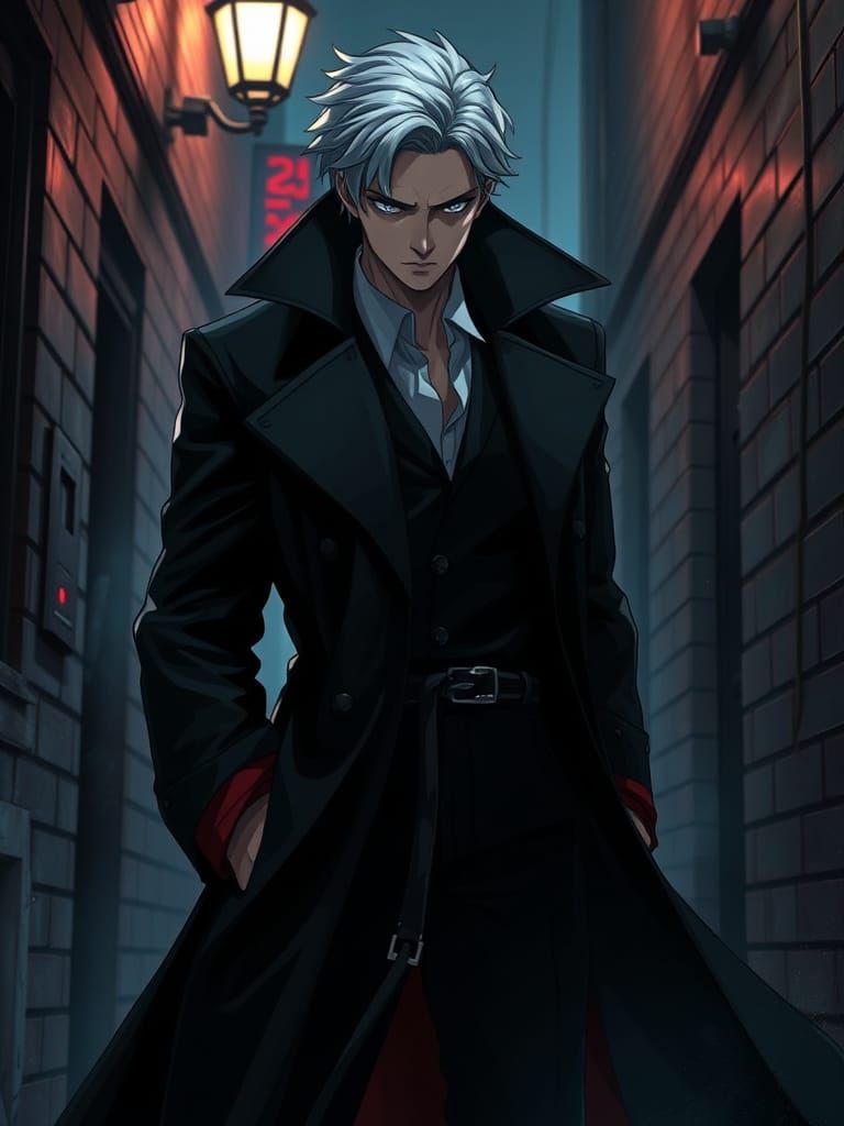 Brooding Russian Operative in Dark Alleyway, Inspired by Ani...