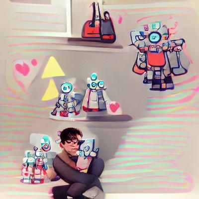 Nerdy Boyfriend Surrounded by Robots