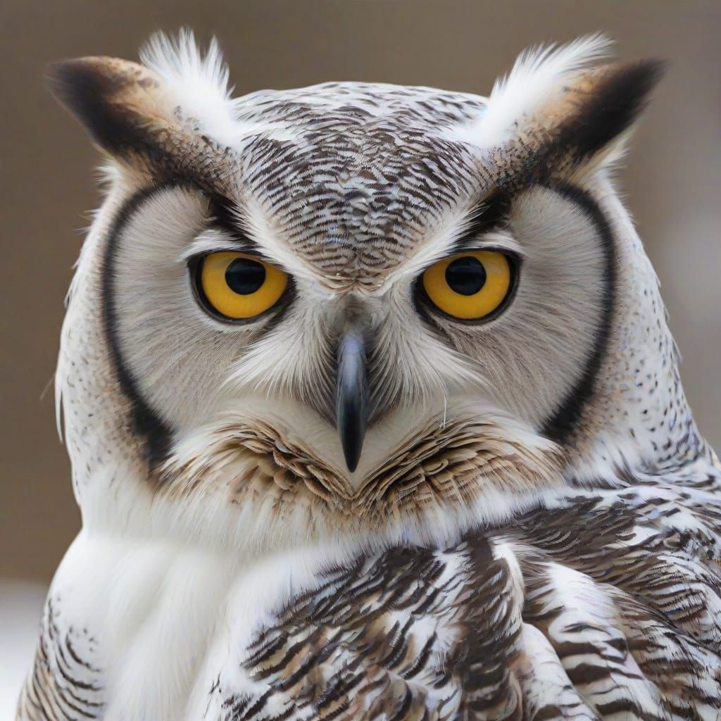 Great Horned Snowy Owl Hybrid