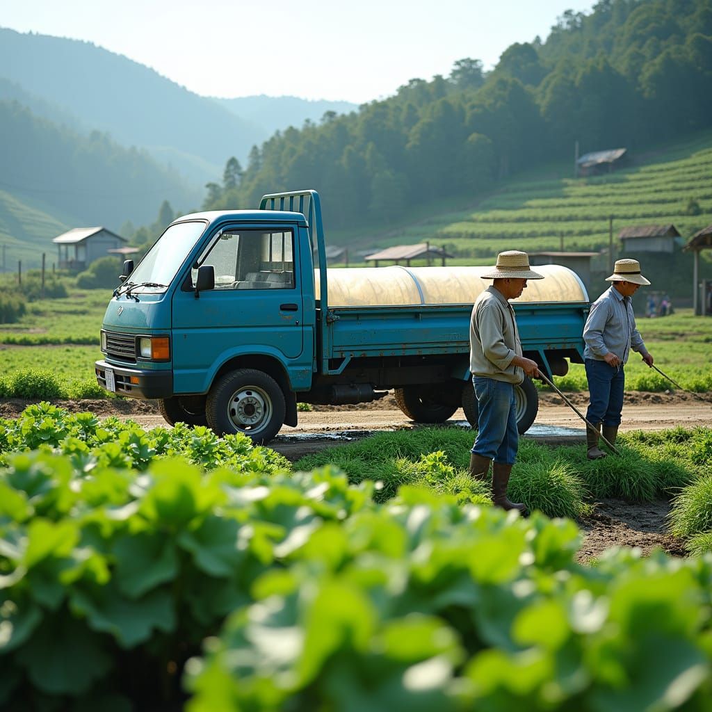 Sunlit Wasabi Fields in Rural Ibaraki