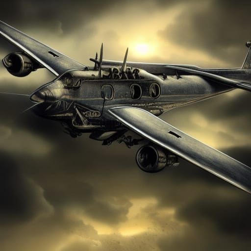 Ominous Eldritch Airplane from Hell: Digital Matte Painting