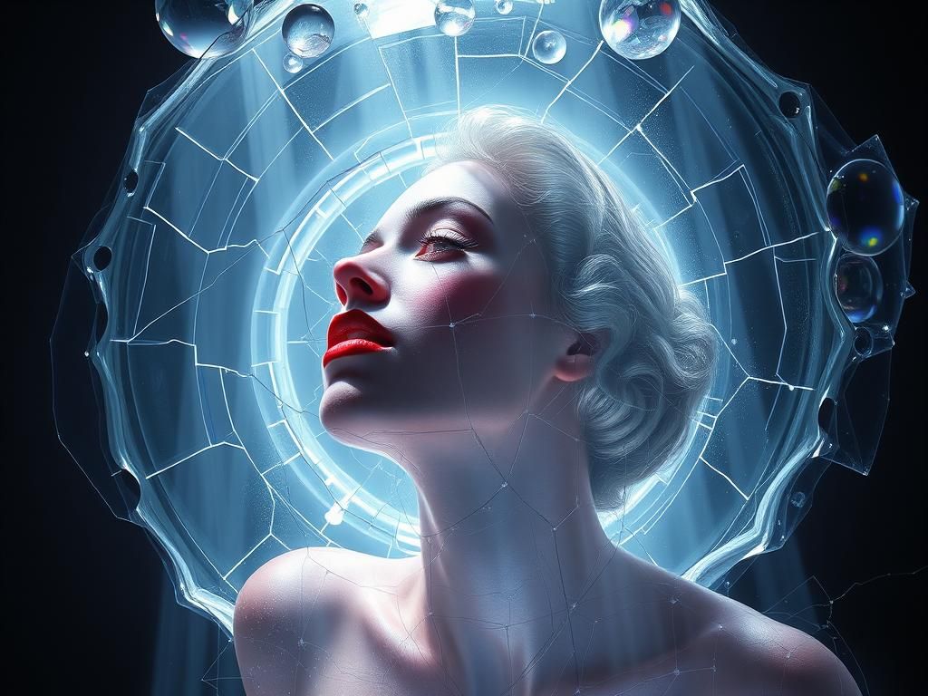 Dimensional Sculpture with Lipstick and Cosmic Shadows