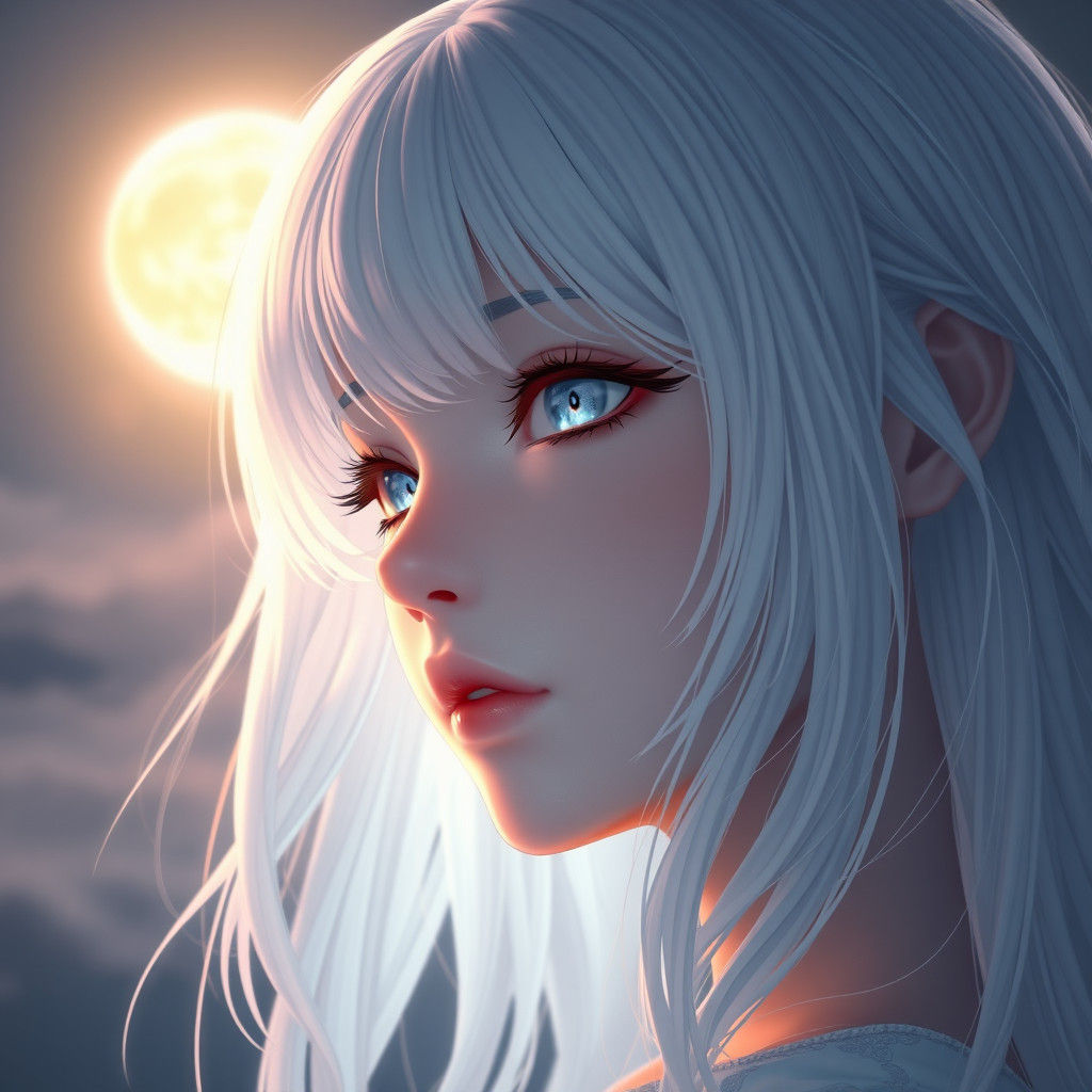 Ethereal Moonlit Portrait in 3D Anime Style