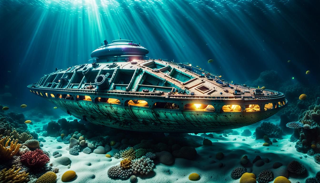 Sparkly Treasures in Sunken UFO Spaceship Wreck