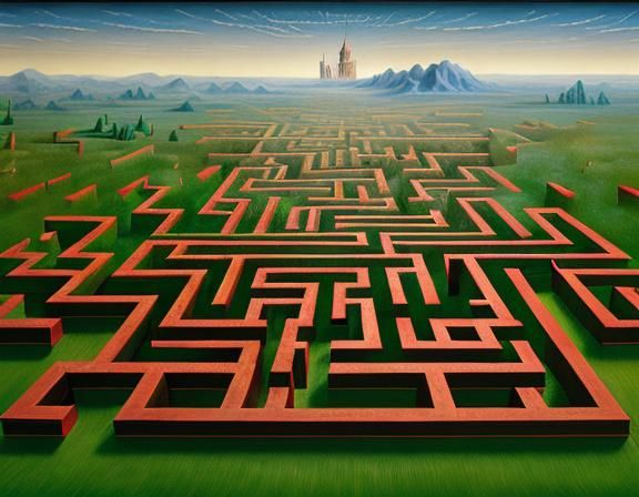 Surreal Maze of Wonder in Digital Landscape