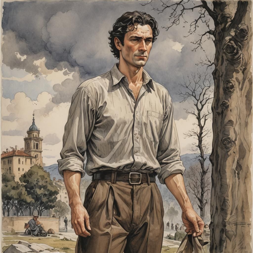 Elegant Portrait of a Man in Comic Art Style