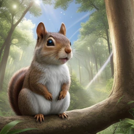 Winking Squirrel Beaming With Joy and Light