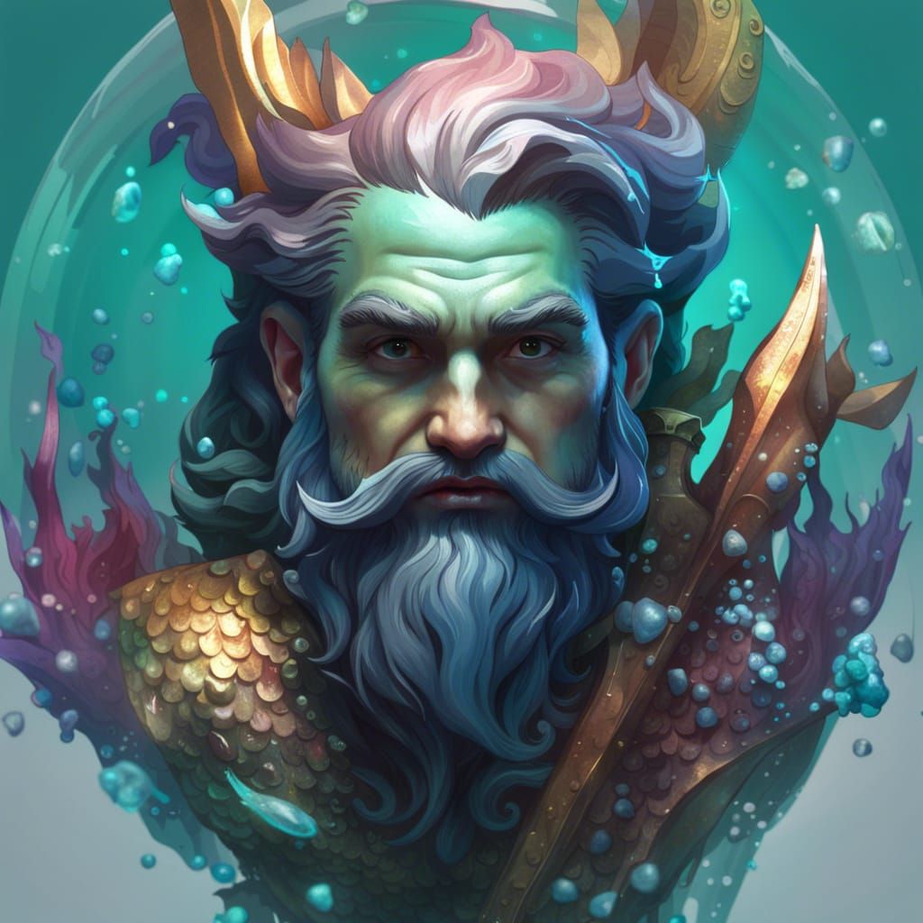 Merman Baby Portrait in Hyperdetailed Concept Art