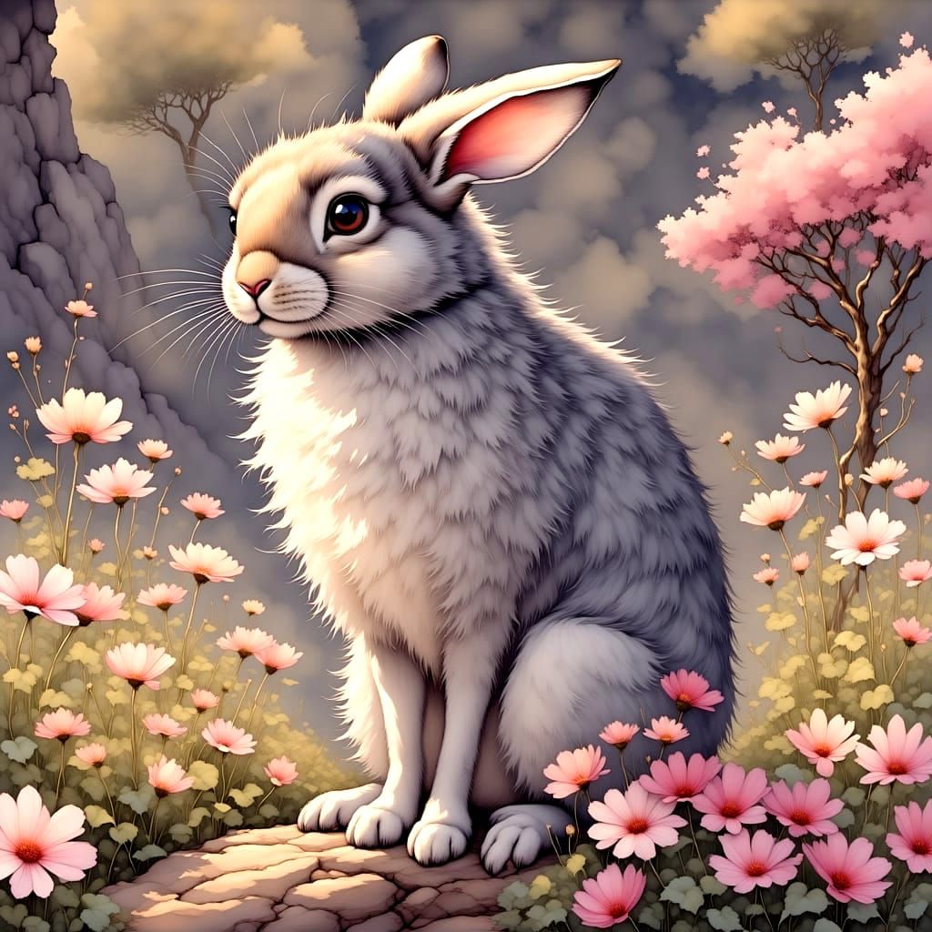 Rabbit <lora:Tallbunny1-F:1.0> <lora:PinkLandscpe1-F:1.0> <l...