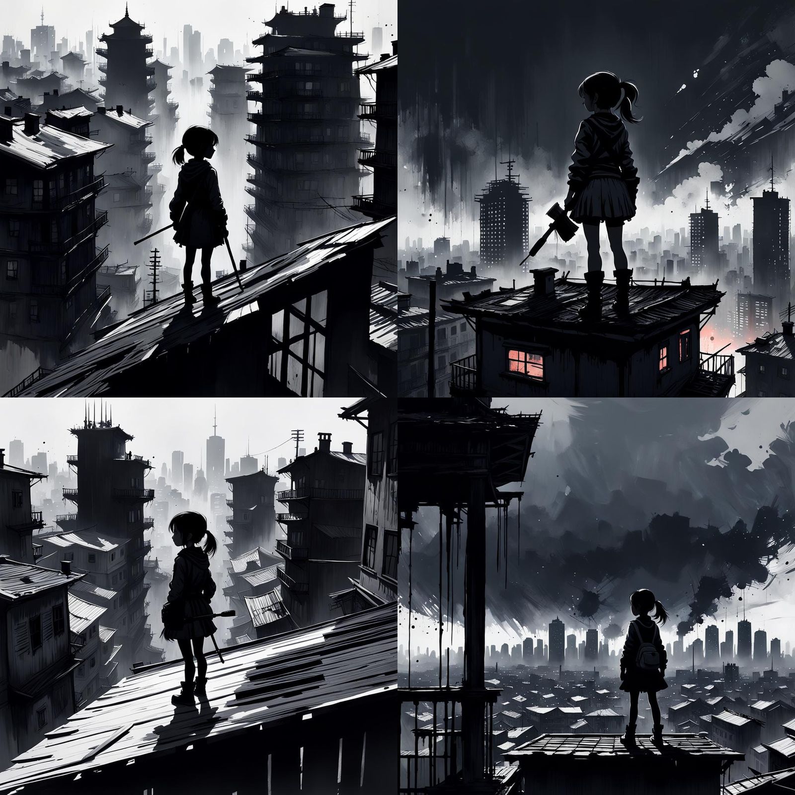 Terrifying Silhouette in Black and White Speedpaint