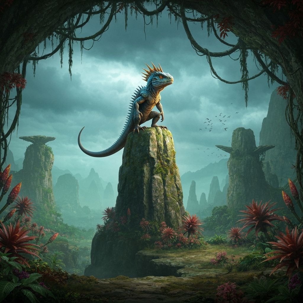 Majestic Lizard King on Ancient Rock Formation