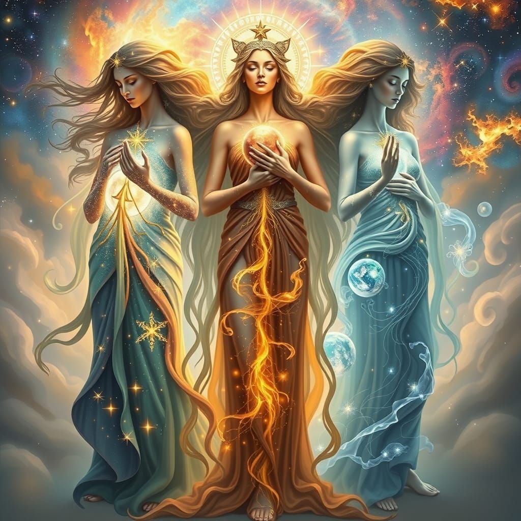 Celestial Goddesses Unite: Space, Land, and Sea