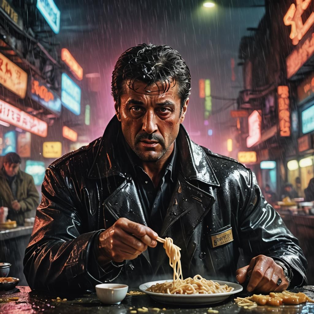 Stallone as Blade Runner in Cyberpunk Film Noir