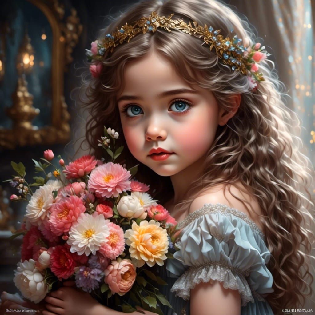 Detailed Portrait of Young Girl with Expressive Eyes